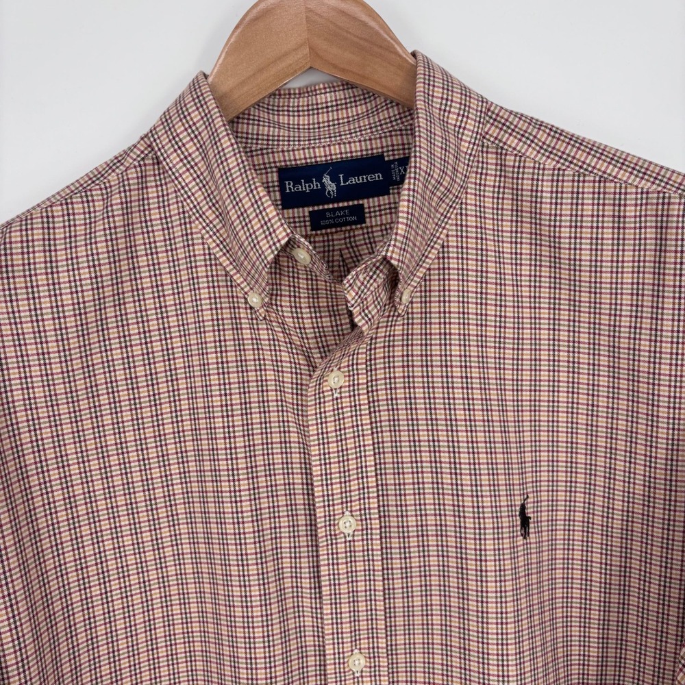 Polo Ralph Lauren Blake Shirt Mens XL Tan Plaid Earth Tone Classic Preppy